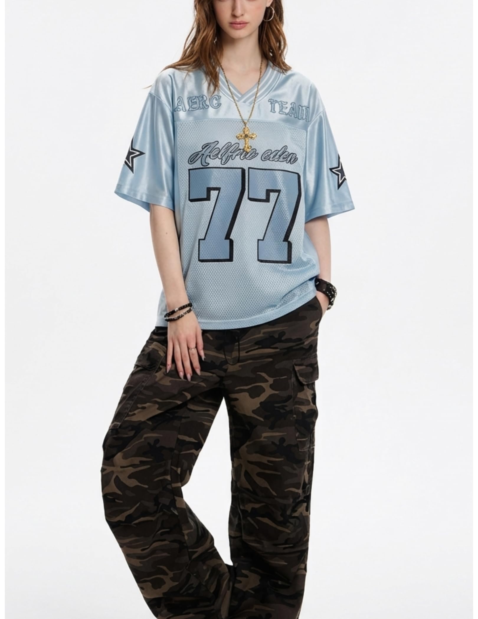 Aelfric Eden 77 Mesh Football Jersey Shirts Graphic Tee Printed Casual V Neck Tshirt Tees Streetwear Vintage Summer Top - Image 3