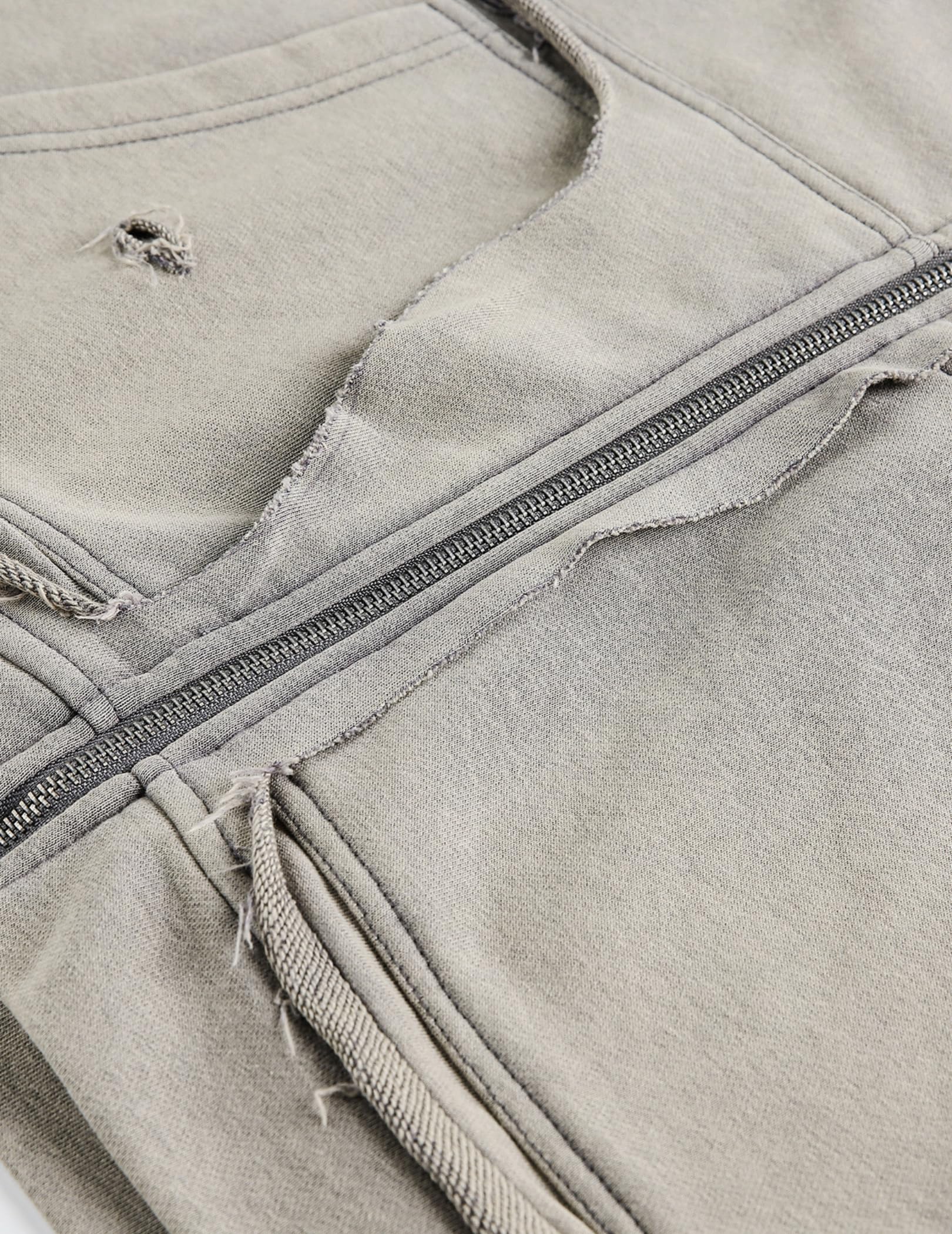 Aelfric Eden Acid Wash Zip Up Hoodie Distressed Boxy Sweatshirt with Raw Edge Pockets Vintage Streetwear Jacket - Image 3