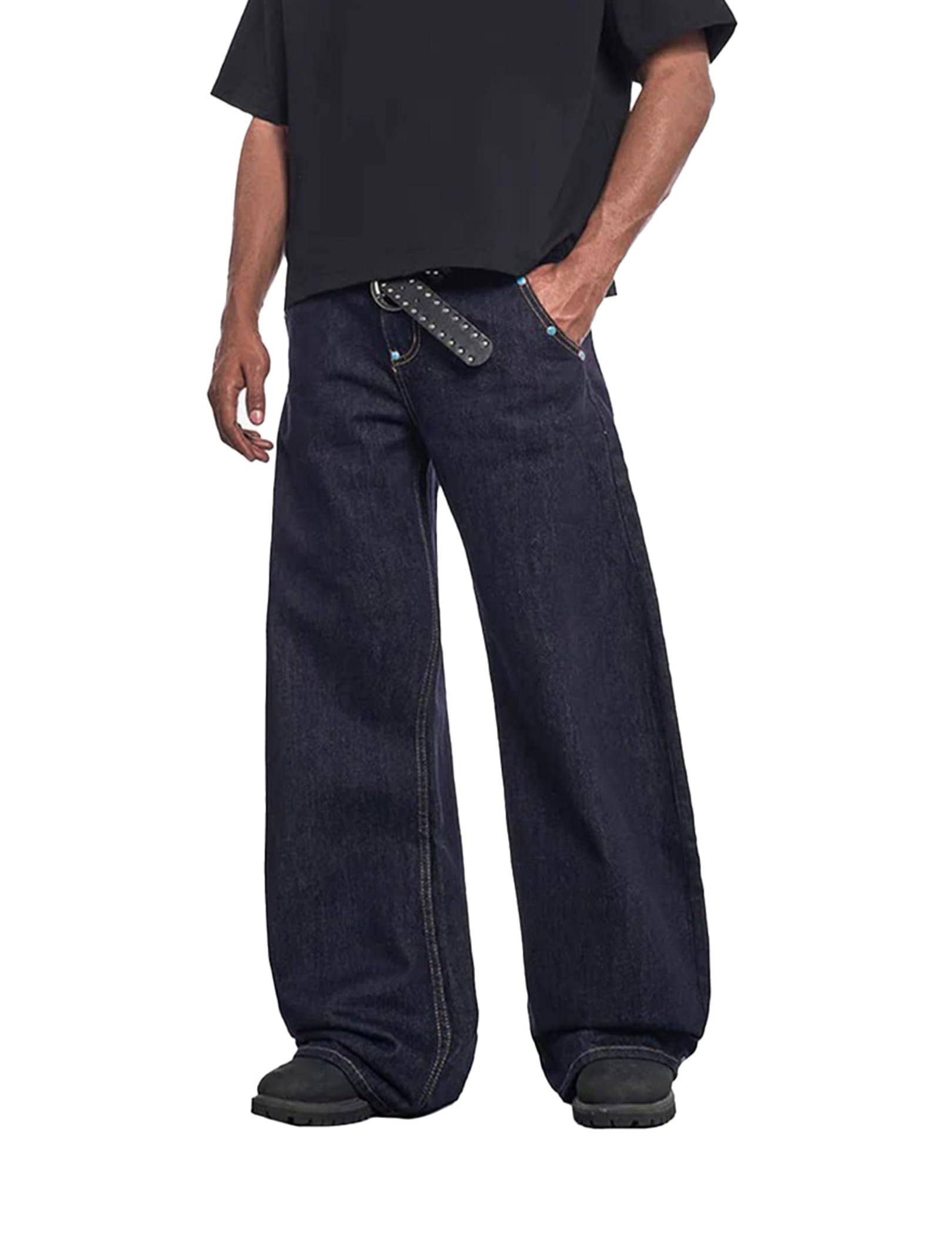 Aelfric Eden Baggy Jeans for Women Vintage Rivet Barrel Jeans High Waisted Wide Leg Y2k Streetwear Pants - Image 4