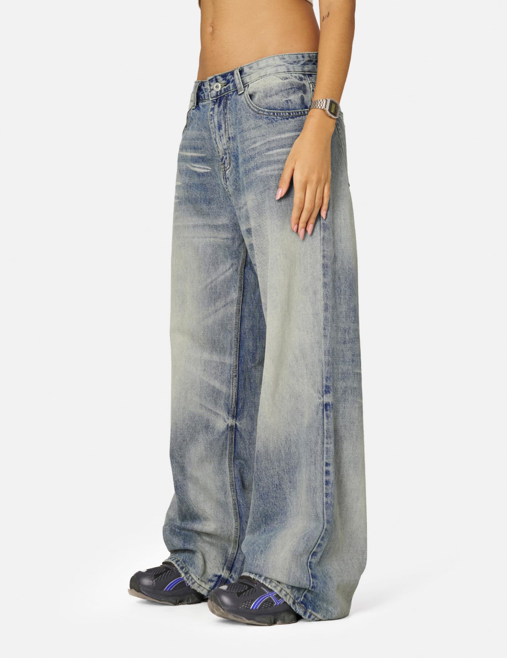 Aelfric Eden Baggy Jeans Womens Washed Wide Leg Jeans High Waist Casual Y2k Streetwear Vintage Straight Denim Pants - Image 4