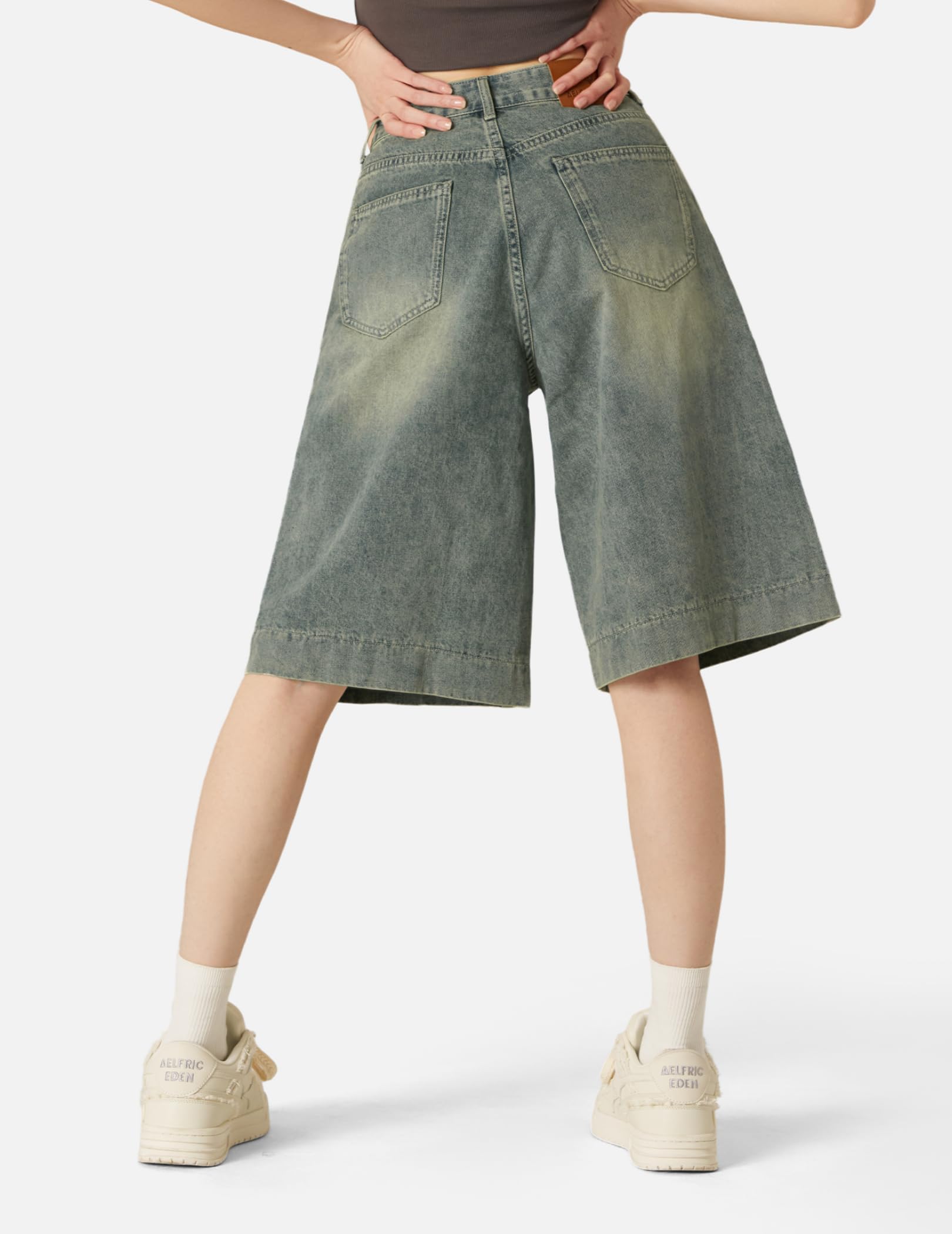 Aelfric Eden Denim Shorts Mens Solid Washed Longline Jorts Baggy Jorts Casual Streetwear Y2K Jean Shorts - Image 4