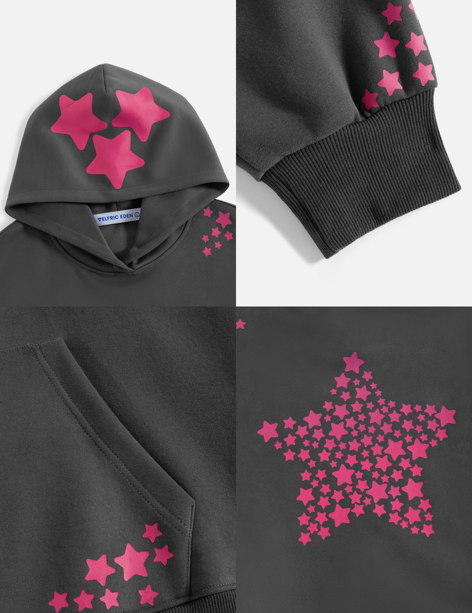 Aelfric Eden Eden Womens Star Graphic Hoodies Unisex Oversized Hoodie Pullover Y2K Hooded Sweatshirt with Pockets - Image 5