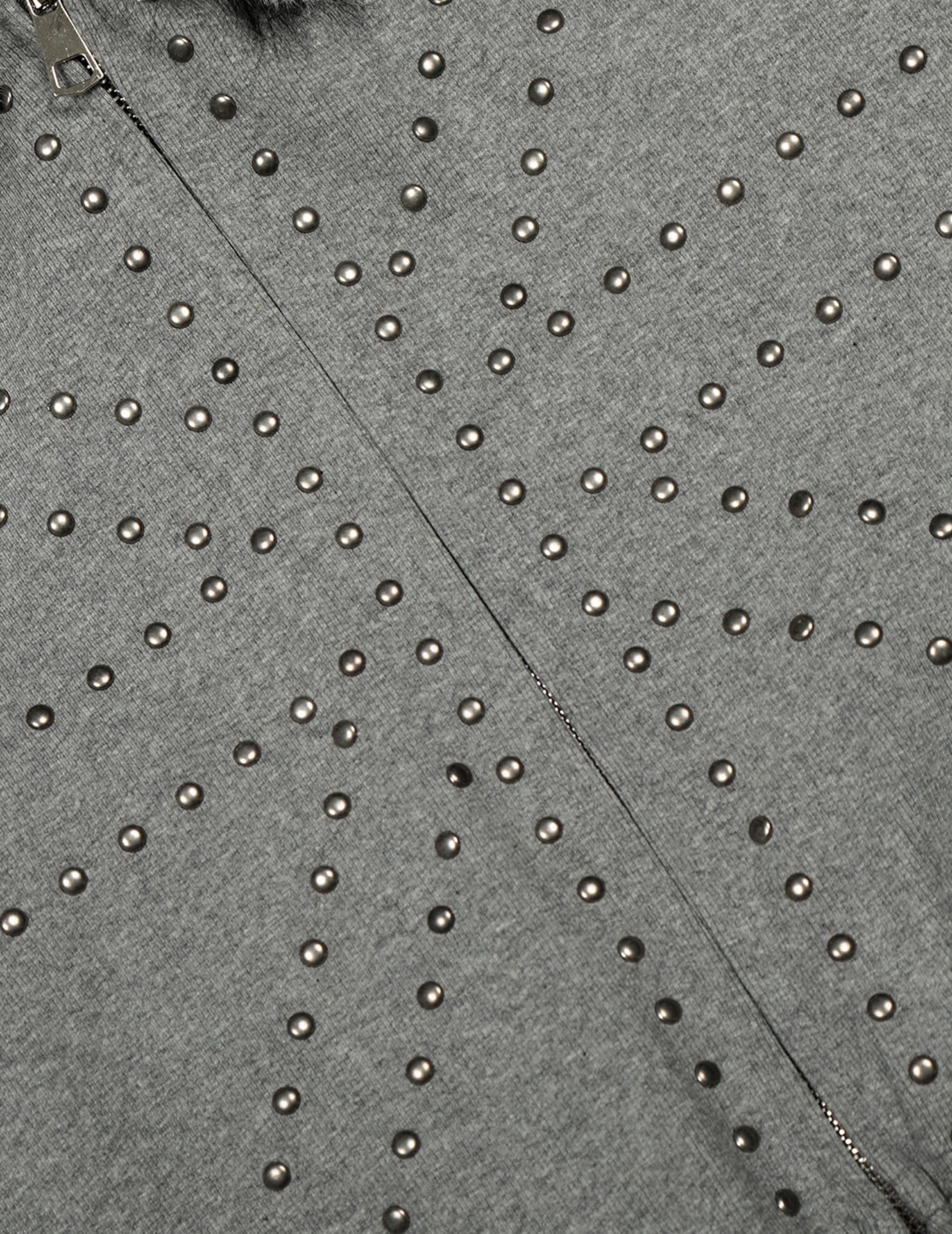 Aelfric Eden Faux Fur Collar Cropped Zip Up Hoodie Y2k Rivet Casual Regular Sweatshirt - Image 3