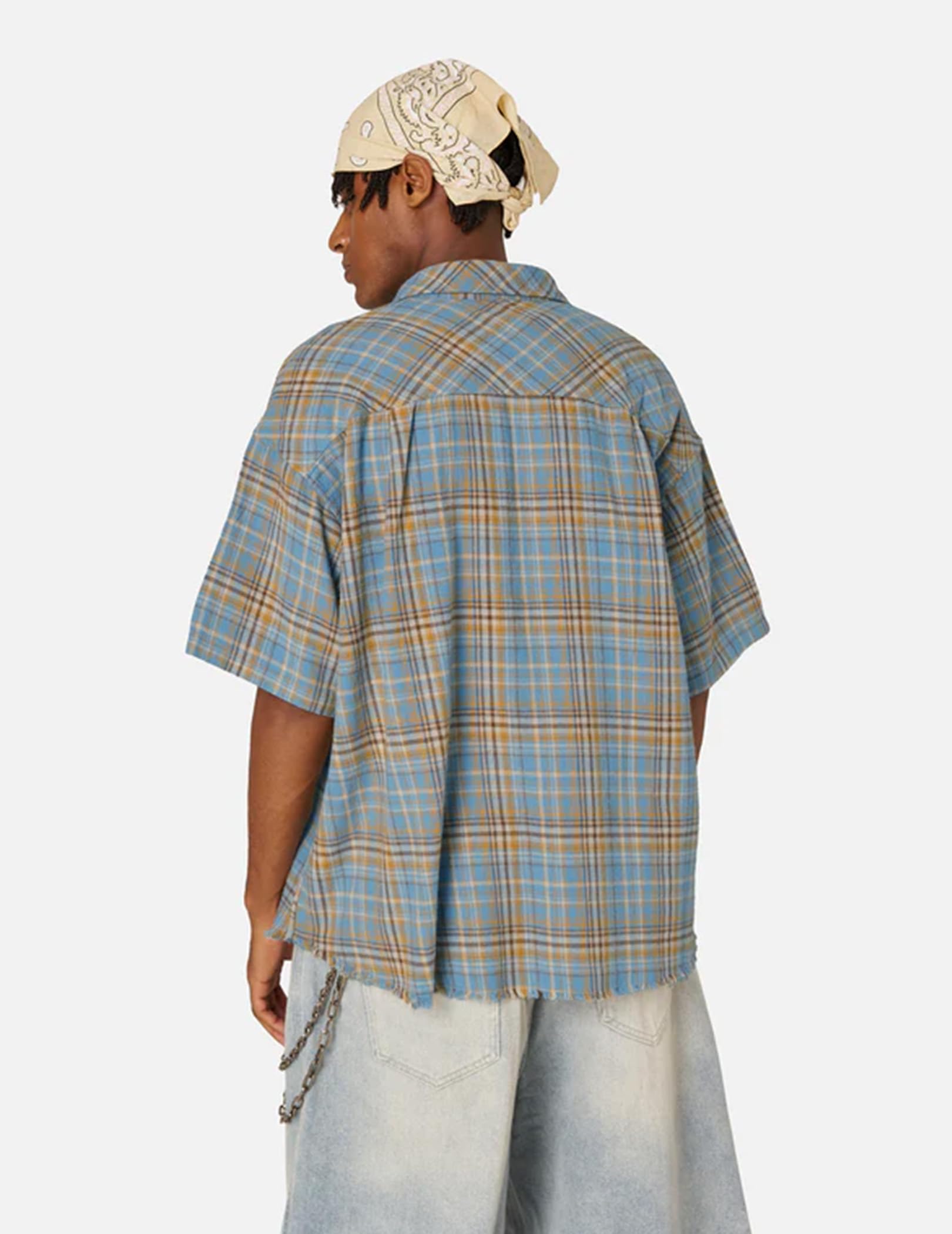 Aelfric Eden Gradient Plaid Pocket Short Sleeve Shirt - Image 4