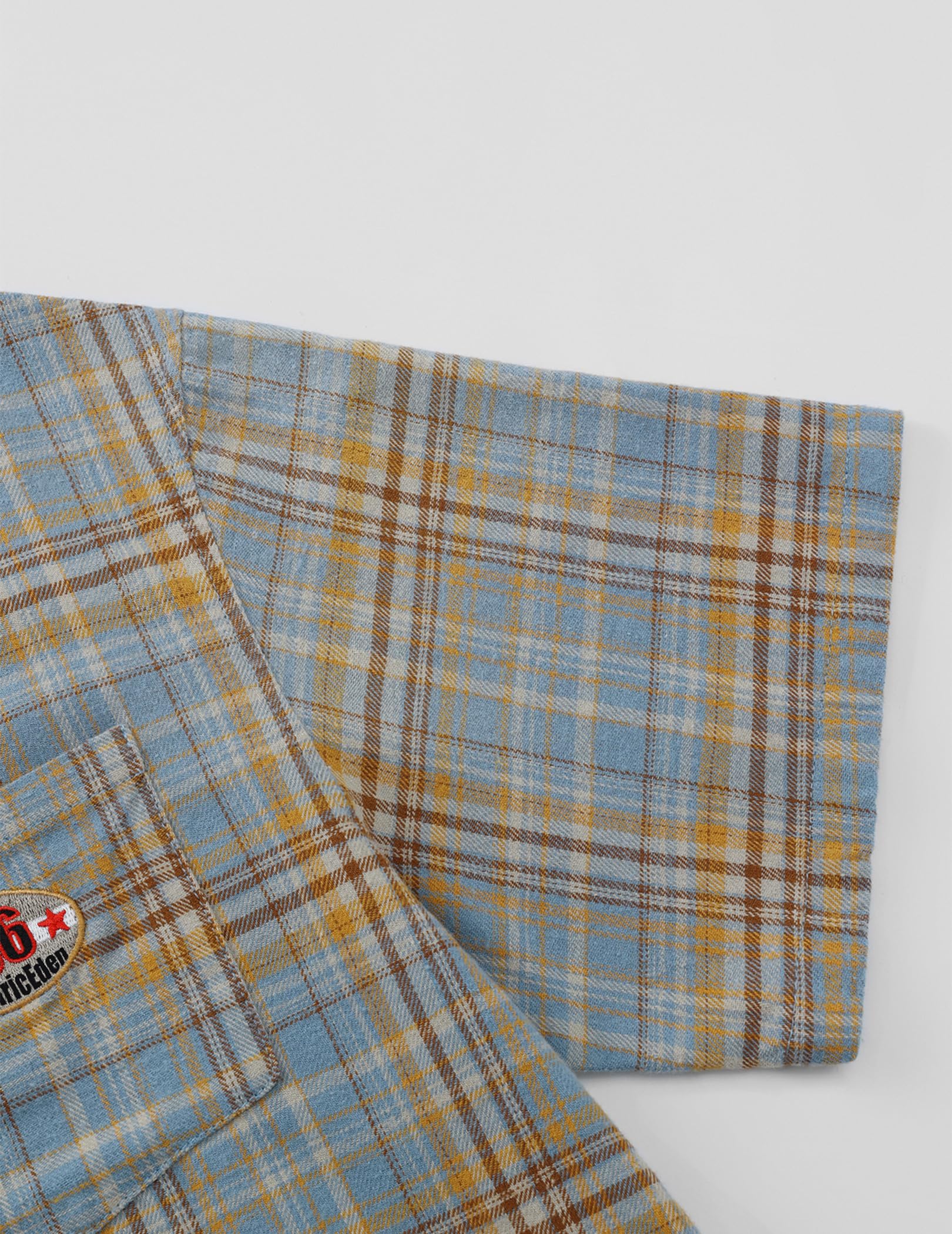 Aelfric Eden Gradient Plaid Pocket Short Sleeve Shirt - Image 6