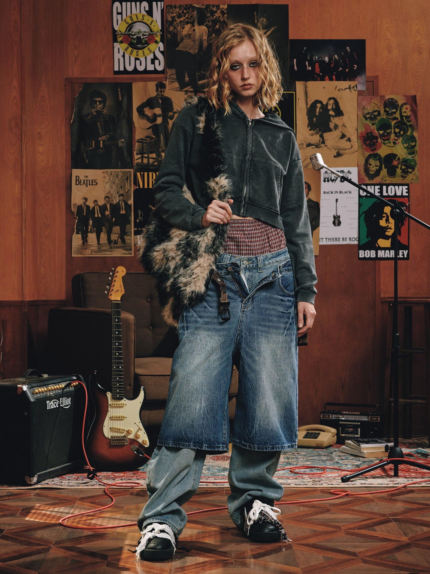 Aelfric Eden Hoodies Washed Solid Zip Up Hoodie Casual Cropped Hooded Sweatshirt Long Sleeve Zipper Pullover Streetwear - Image 4