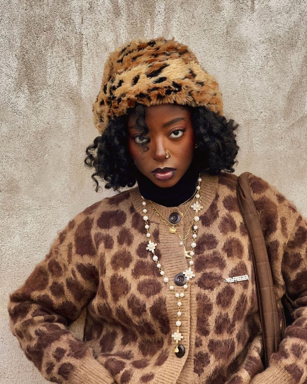 Aelfric Eden Leopard Print Cardigan Sweaters for Women Oversized Cheetah Y2k Crewneck Button Down Long Sleeve Cardigans - Image 9