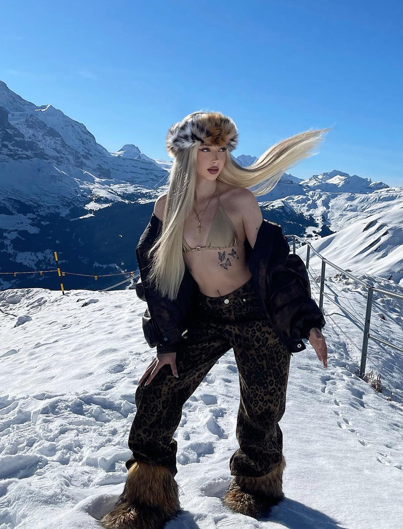 Aelfric Eden Leopard Print Jeans for Women Cheetah Print Pants Straight Leg Denim(A Size 1-2 Larger is Recommended) - Image 3