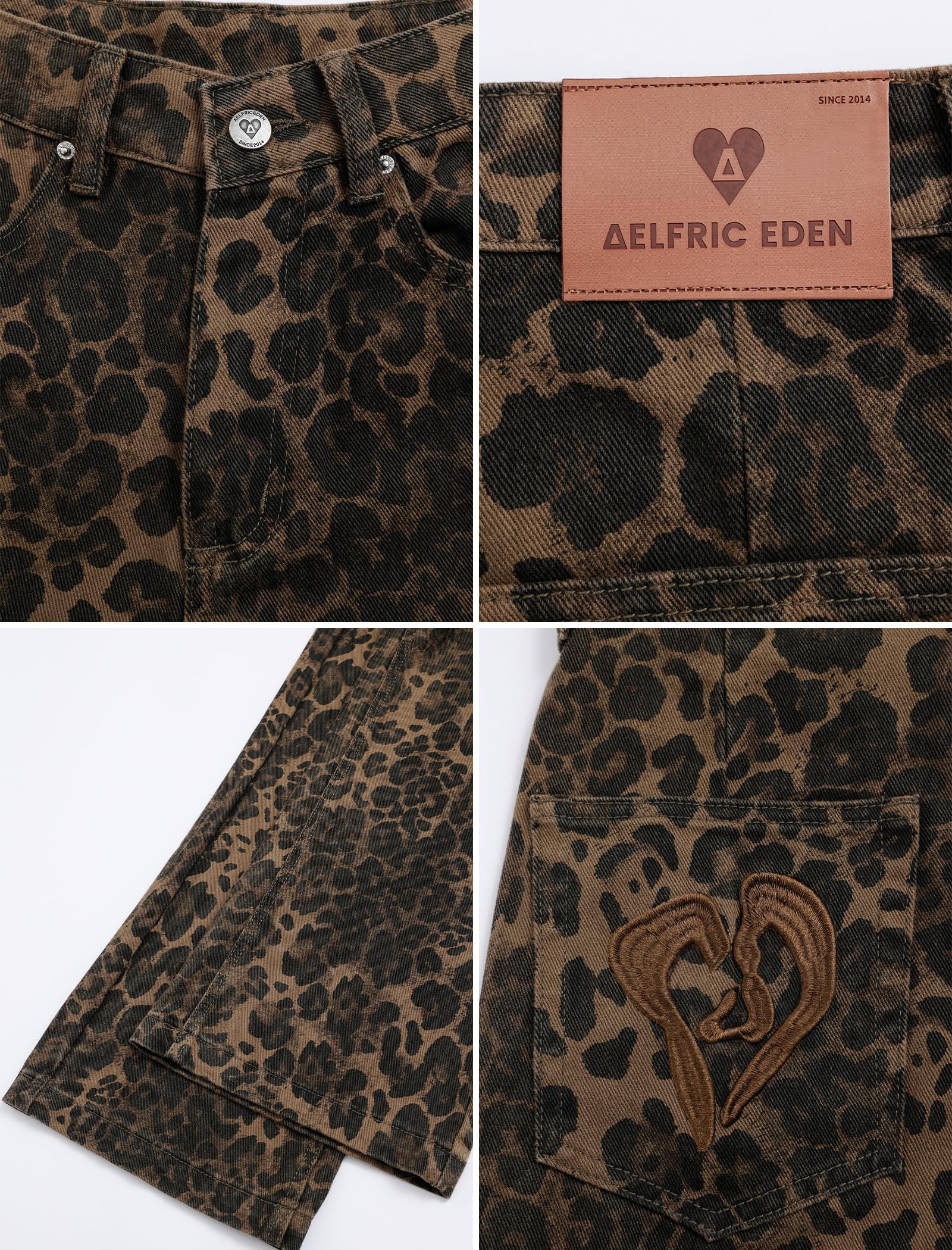 Aelfric Eden Leopard Print Jeans for Women Cheetah Print Pants Straight Leg Denim(A Size 1-2 Larger is Recommended) - Image 5
