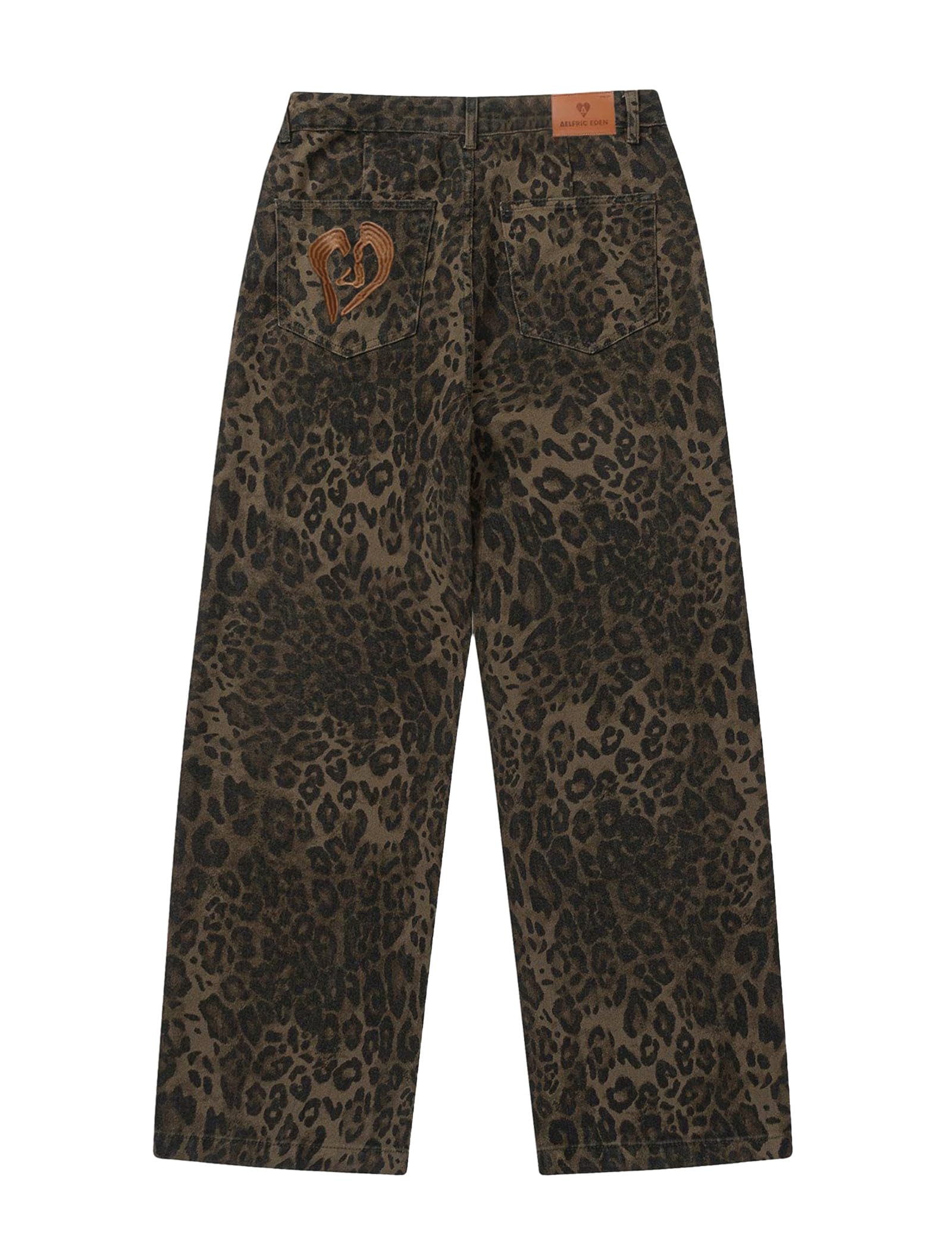 Aelfric Eden Leopard Print Jeans for Women Cheetah Print Pants Straight Leg Denim(A Size 1-2 Larger is Recommended) - Image 6