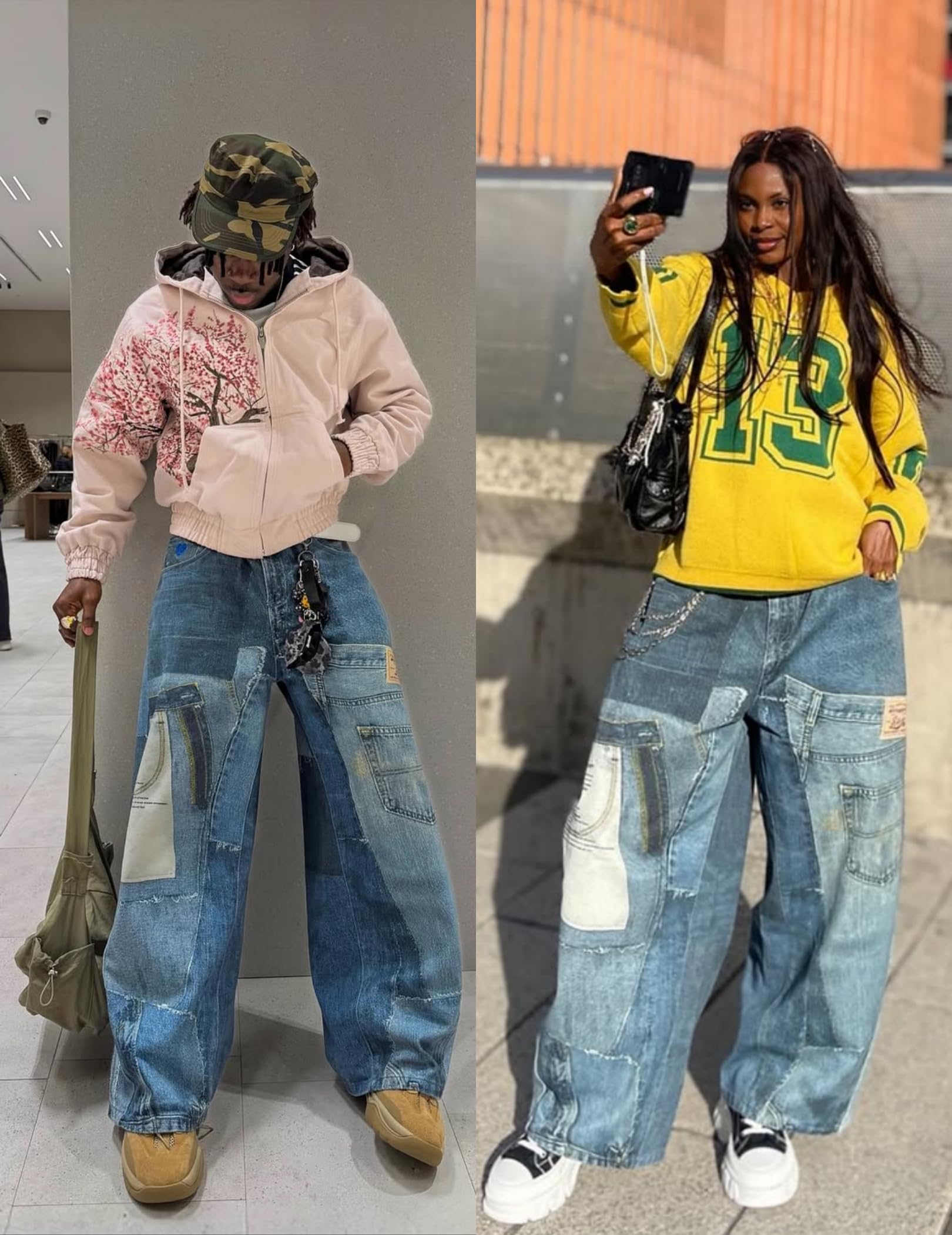 Aelfric Eden Mens Baggy Barrel Jeans Mens 3D Print Wide Leg Jeans Y2k Hip Hop Streetwear Denim Pants - Image 3