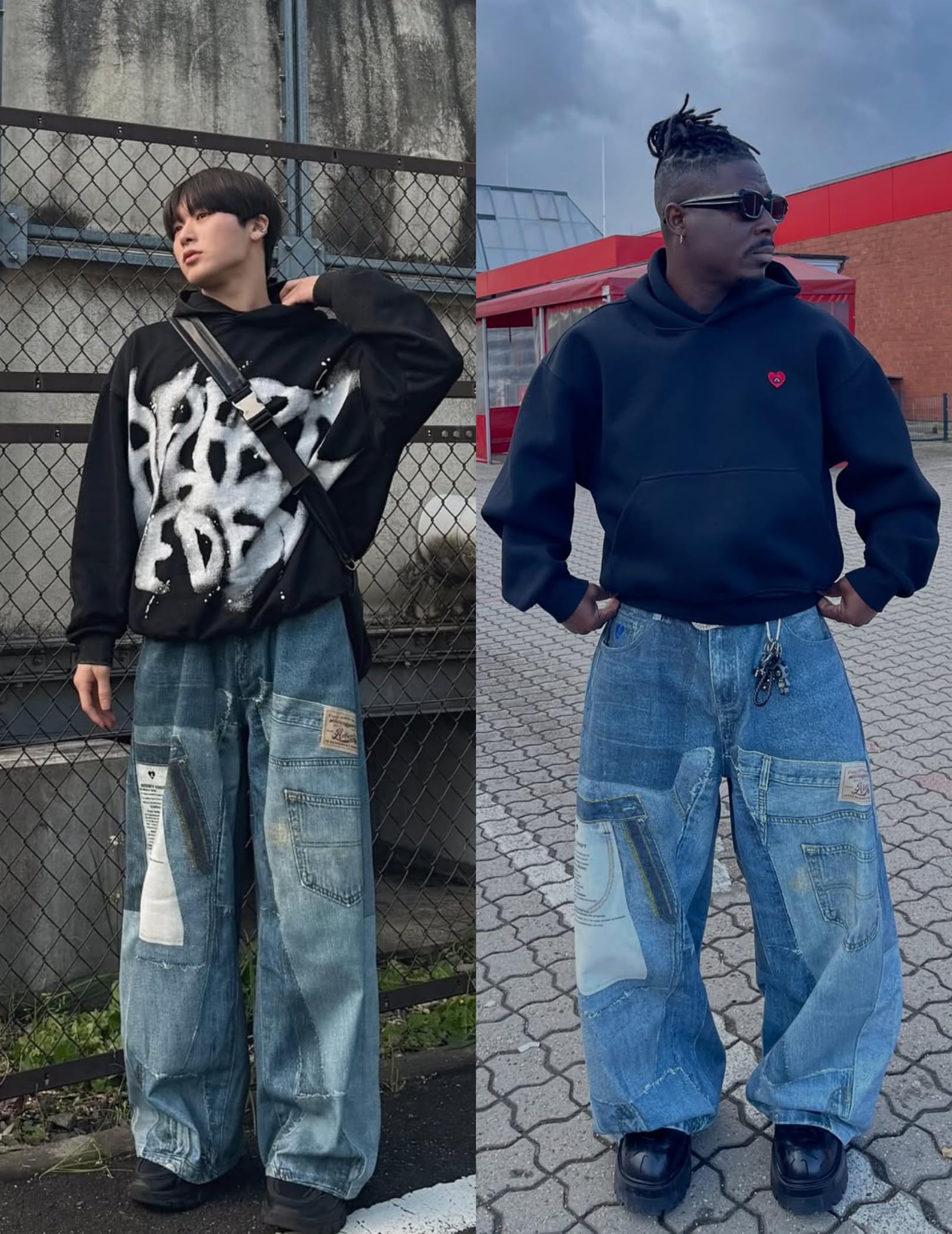 Aelfric Eden Mens Baggy Barrel Jeans Mens 3D Print Wide Leg Jeans Y2k Hip Hop Streetwear Denim Pants - Image 4