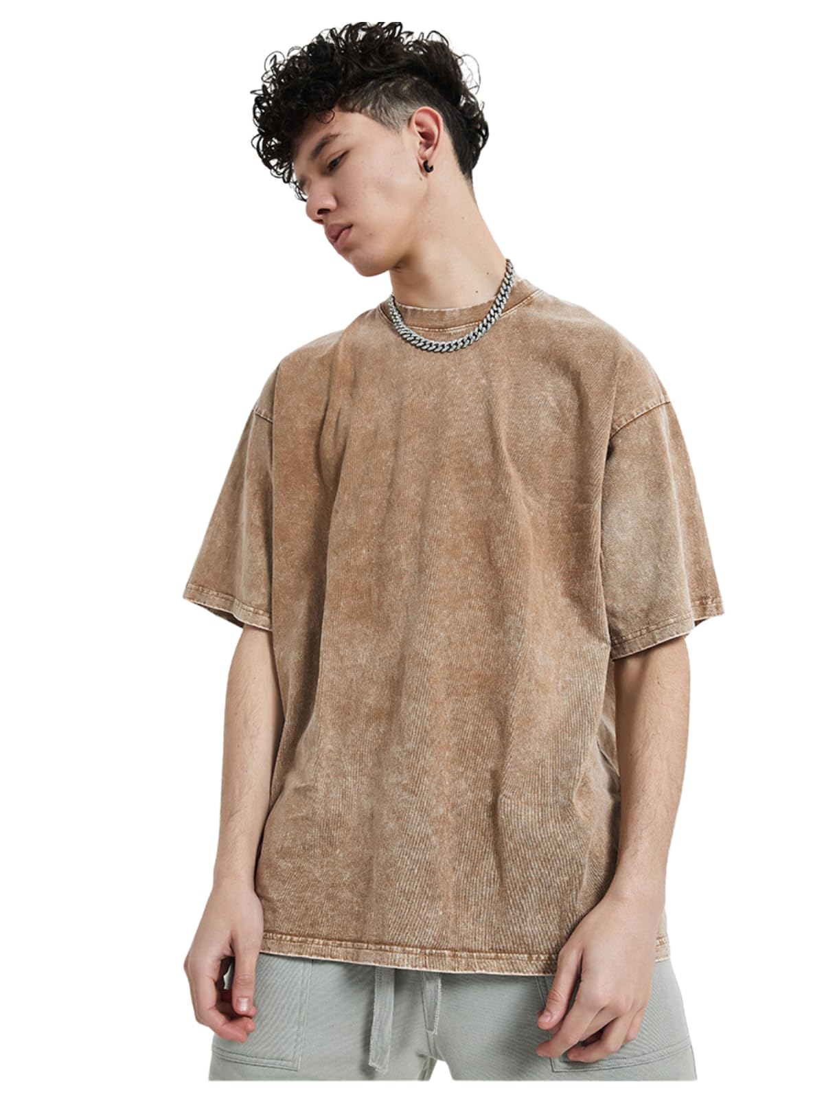 Aelfric Eden Mens Cotton T-Shirts Oversized Unisex Short Sleeves Wash Baggy Casual Tees Workout Solid Summer Tops - Image 3