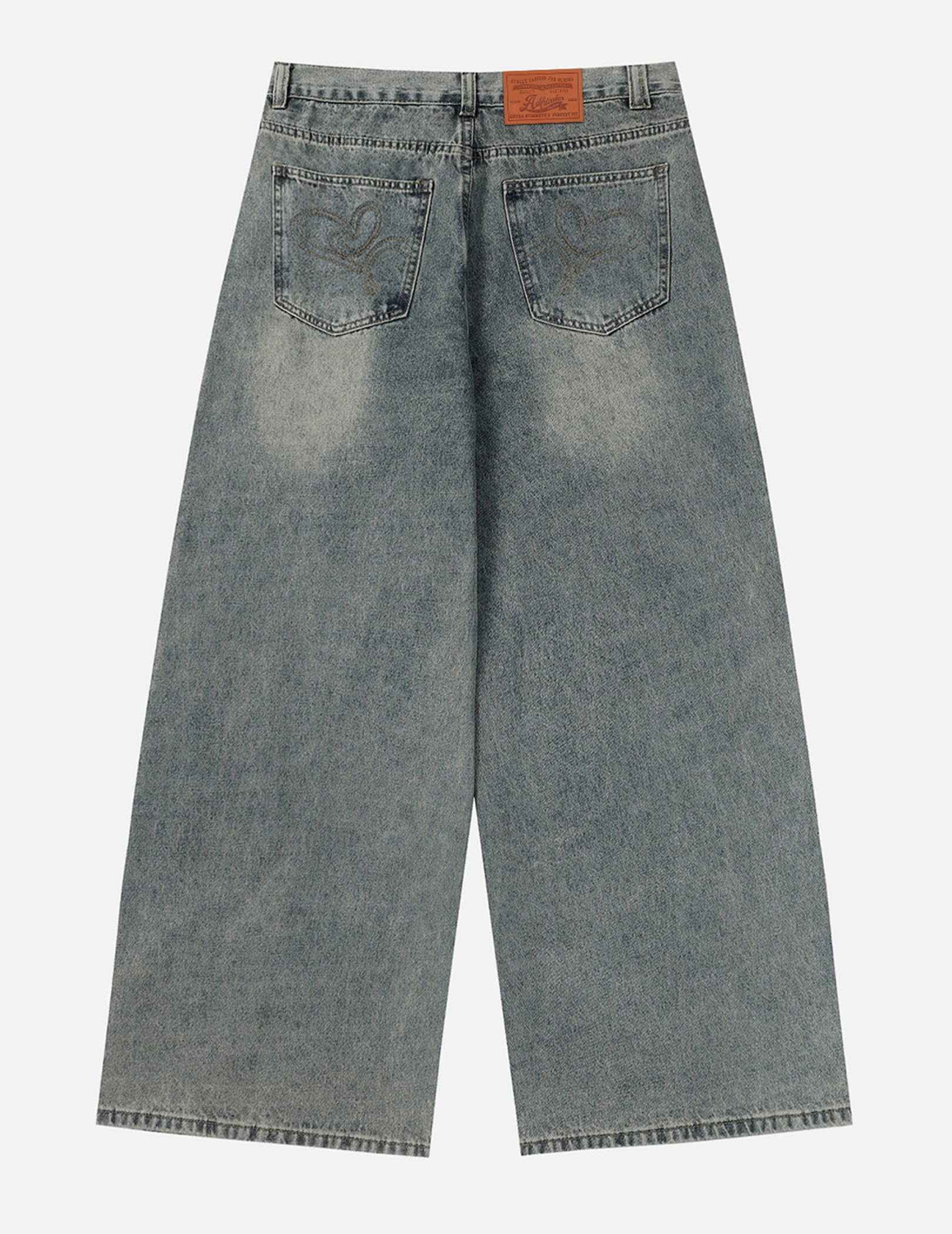 Aelfric Eden Mens Jeans Fringe Patchwork Loose Fit Jean Pants Casual Unisex Wide Leg Y2k Vintage Denim Pant Streetwear - Image 3