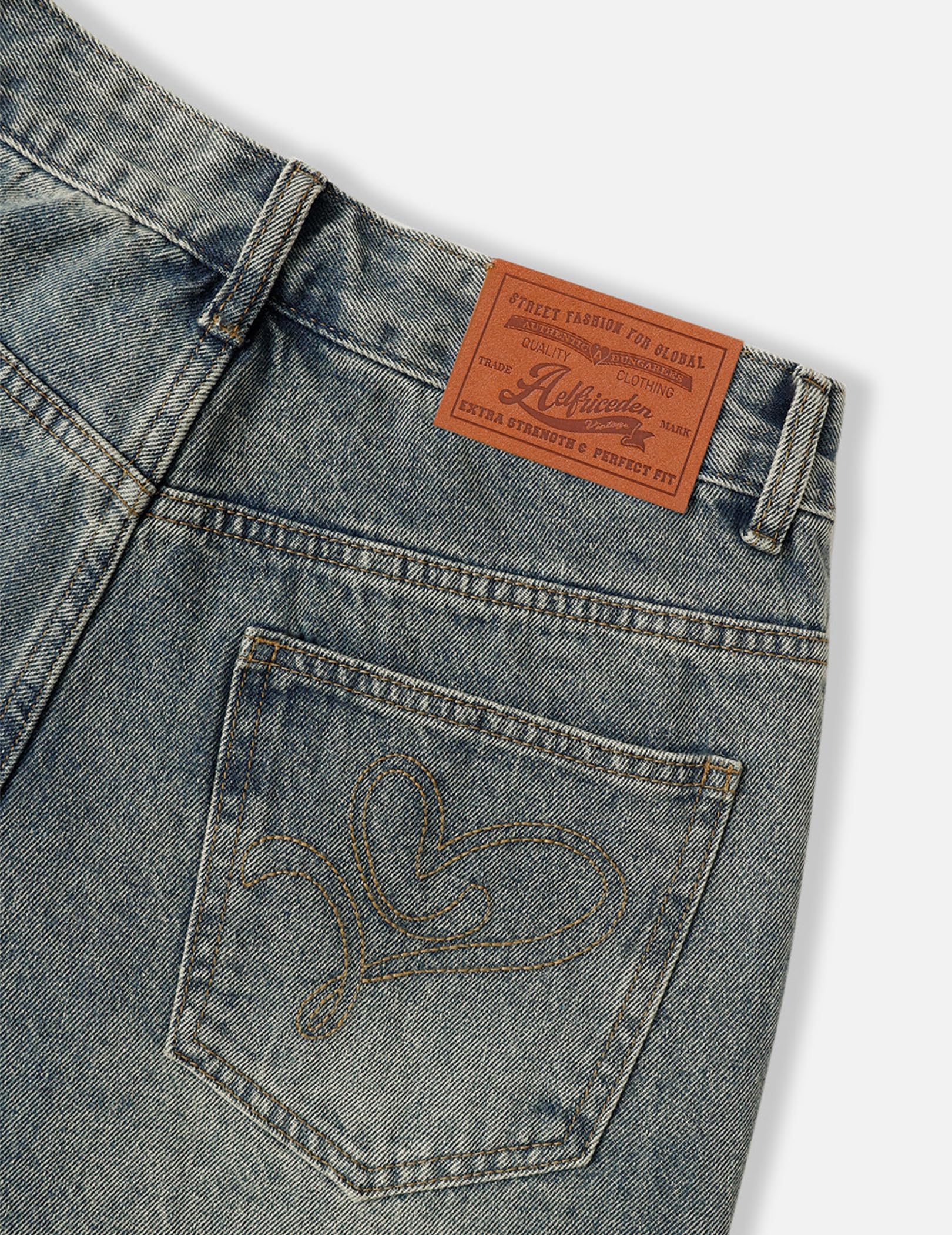 Aelfric Eden Mens Jeans Fringe Patchwork Loose Fit Jean Pants Casual Unisex Wide Leg Y2k Vintage Denim Pant Streetwear - Image 4