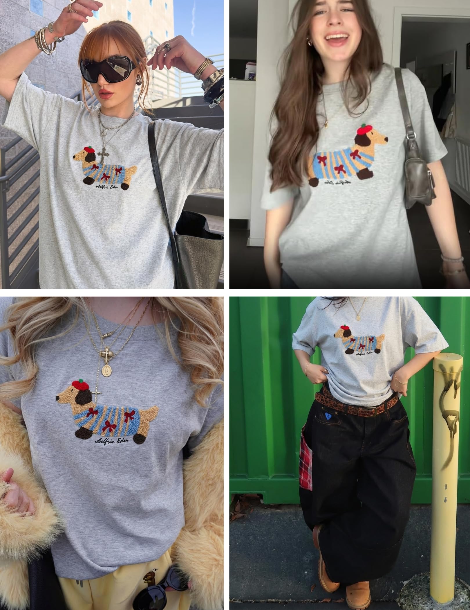 Aelfric Eden Mens Oversized Graphic Tees Dog Embroidery Casual Women Tshirts Short Sleeve Top Cotton Cute Tee Shirt - Image 4