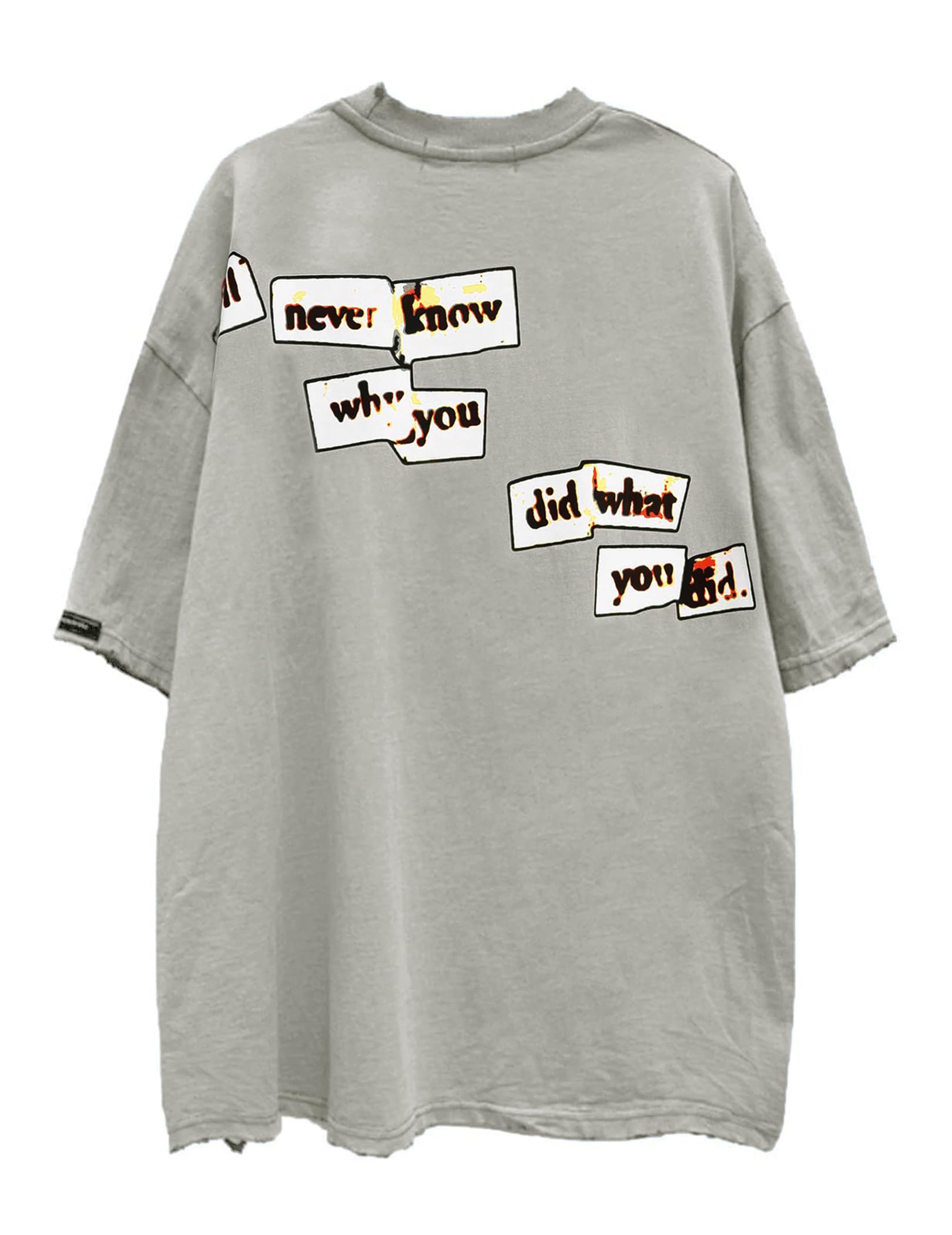 Aelfric Eden Mens Oversized T Shirts Tees Distorted Portrait Print Crew Neck Cotton Tops Streetwear Casual Shirt - Image 3