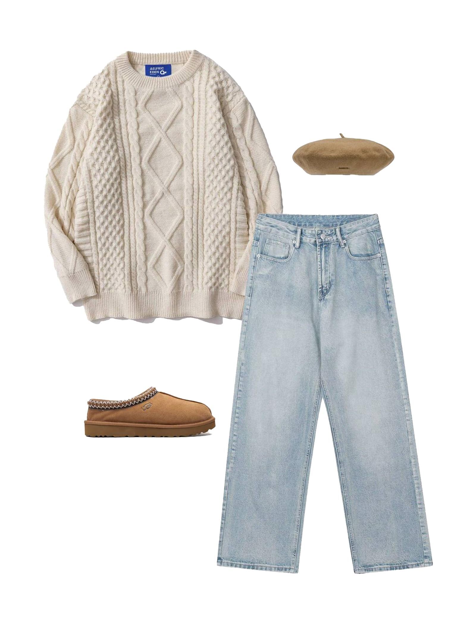 Aelfric Eden Oversized Knit Sweater Solid Vintage Pullover Sweater Unisex Woven Crewneck Knitted Tops - Image 7