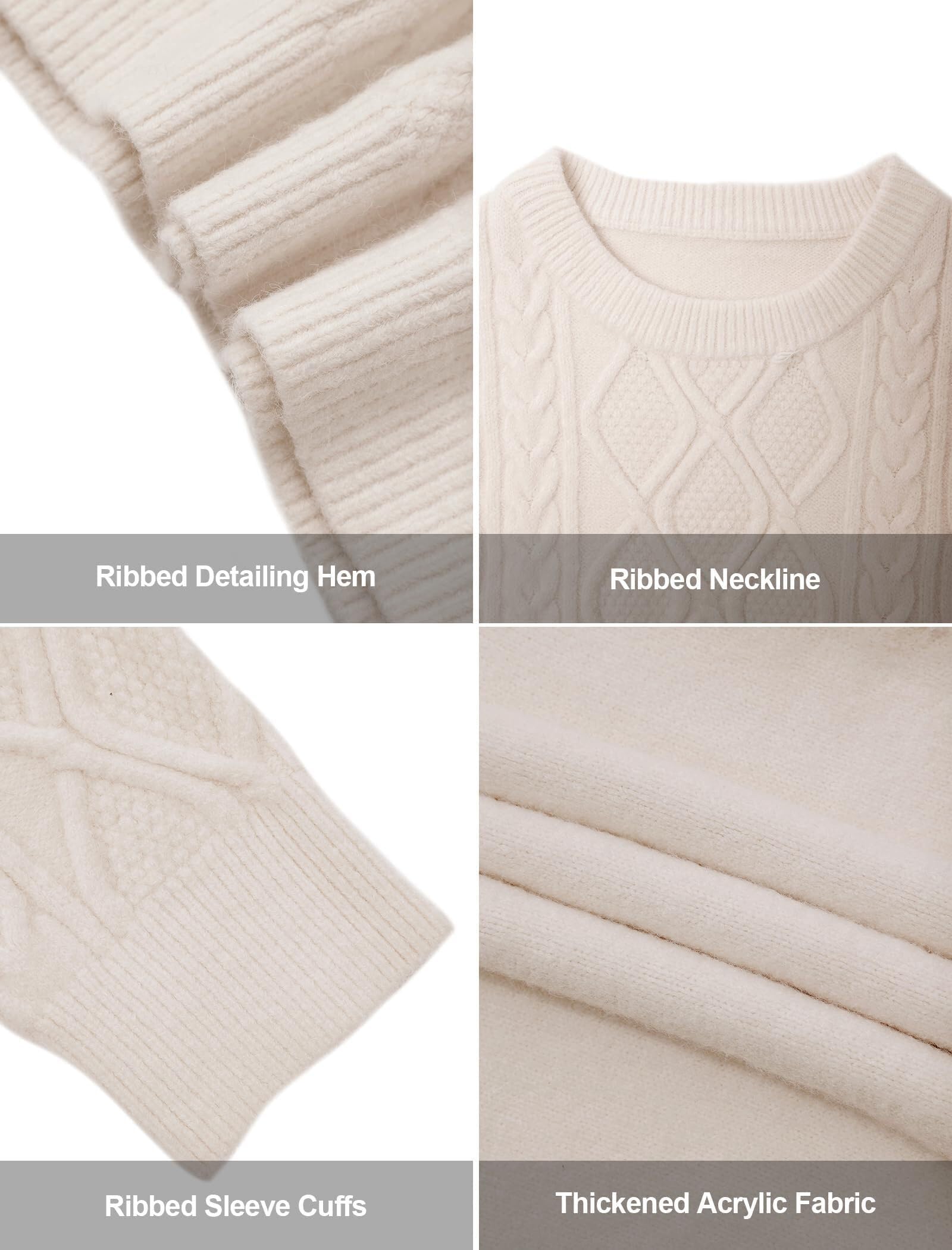 Aelfric Eden Oversized Sweater 90s Vintage Cable Knit Long Sleeve Women Heavy Crewneck Pullover - Image 4