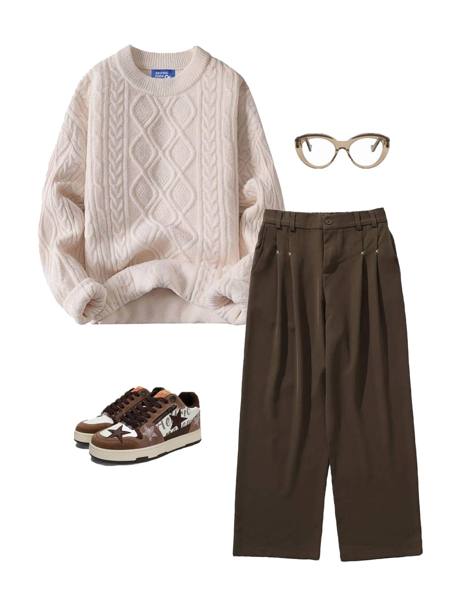 Aelfric Eden Oversized Sweater 90s Vintage Cable Knit Long Sleeve Women Heavy Crewneck Pullover - Image 5