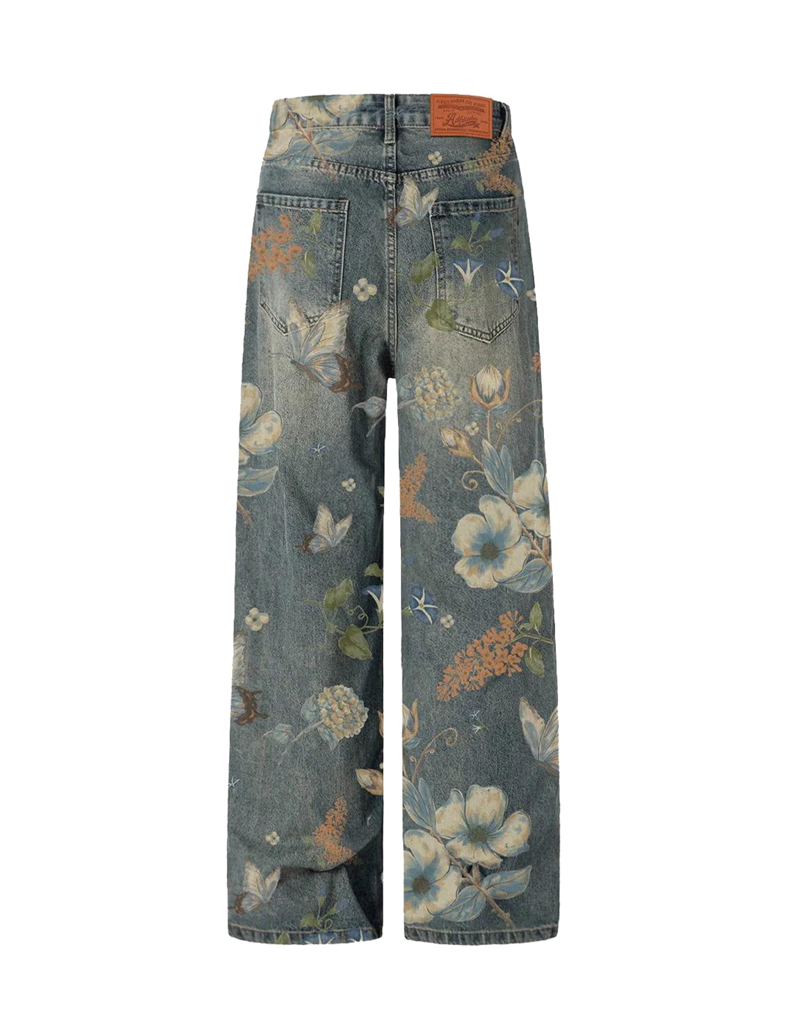 Aelfric Eden Plant Flower Print Baggy Jeans Men Harajuku Wide Leg Jeans Y2k Hip Hop Boyfriend Denim Pants - Image 3
