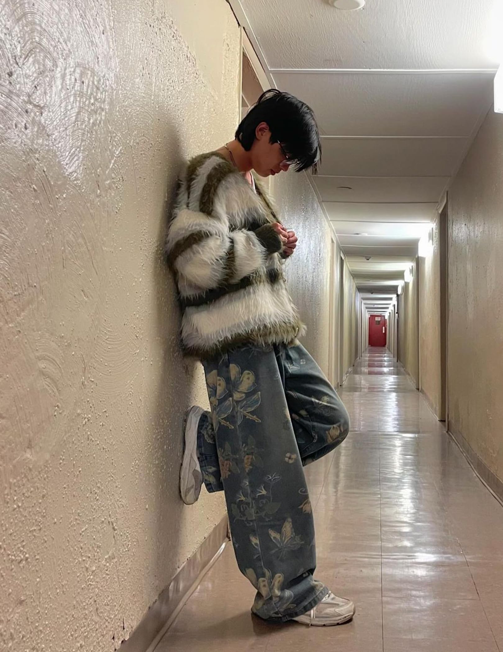 Aelfric Eden Plant Flower Print Baggy Jeans Men Harajuku Wide Leg Jeans Y2k Hip Hop Boyfriend Denim Pants - Image 4