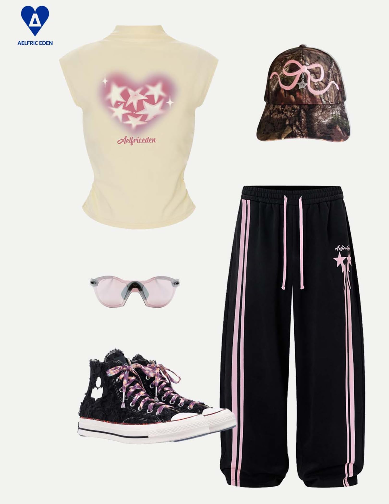 Aelfric Eden Star Striped Baggy Sweatpants Wide Leg Drawstring Pants Sports Casual Trousers with Pockets - Image 7