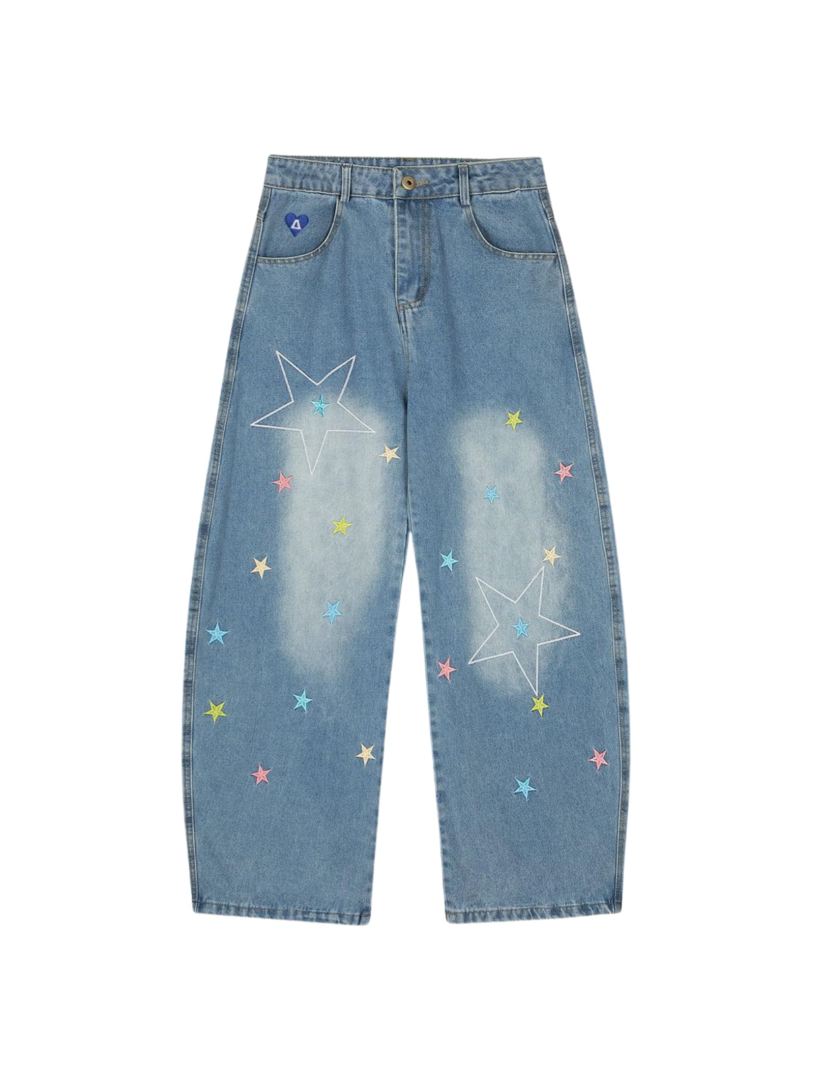 Aelfric Eden Stars Embroidery Baggy Barrel Jeans Wide Leg Y2K Denim Pants Straight Loose Jeans Streetwear Unisex - Image 3