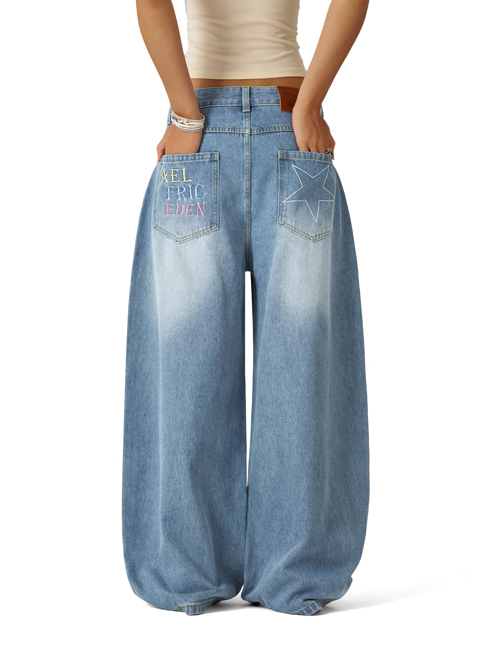 Aelfric Eden Stars Embroidery Baggy Barrel Jeans Wide Leg Y2K Denim Pants Straight Loose Jeans Streetwear Unisex - Image 6