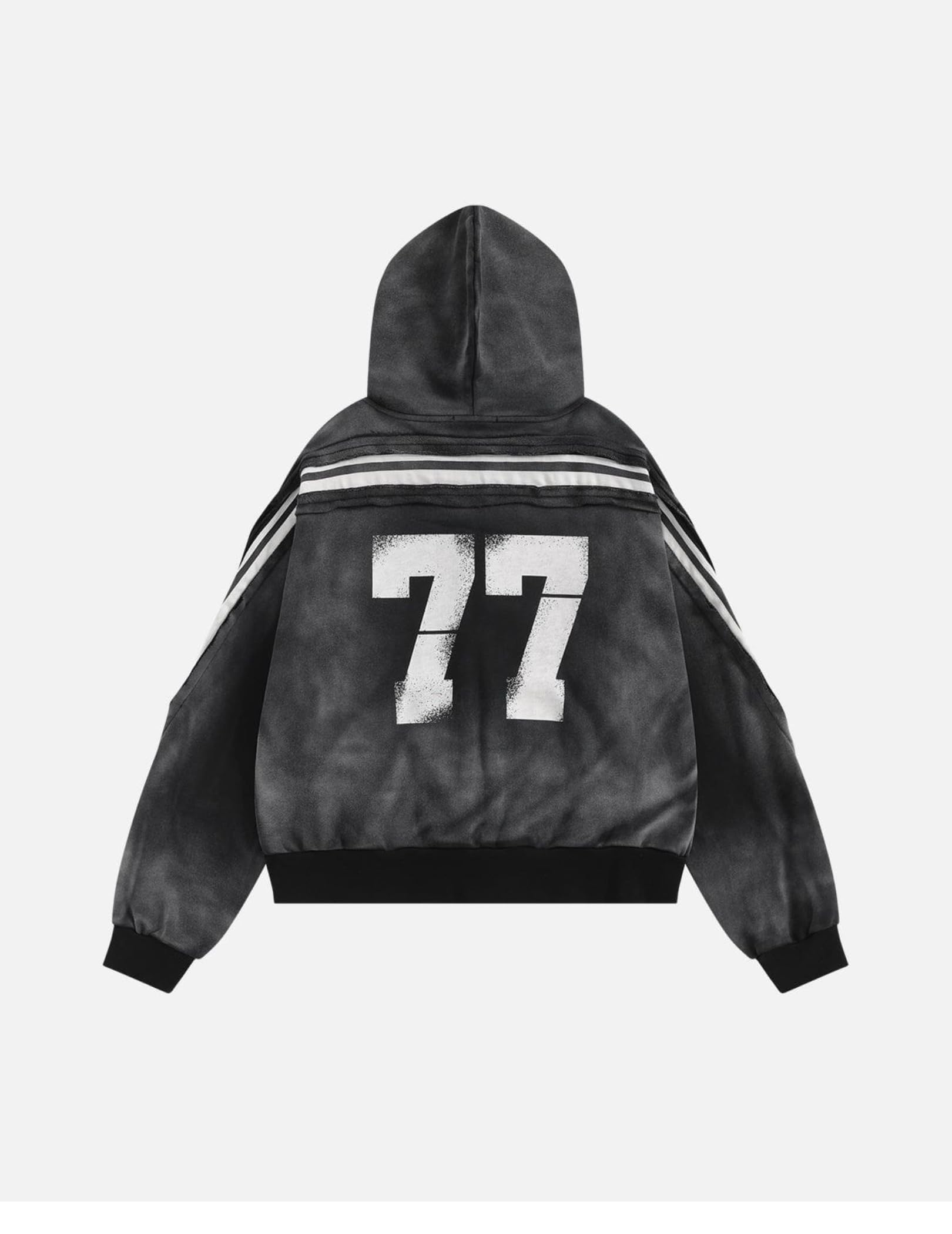 Aelfric Eden Stripe Washed Zip Up Hoodie Graphic Number Print Hooded Sweatshirts Vintage Cotton Jackets Unisex - Image 4