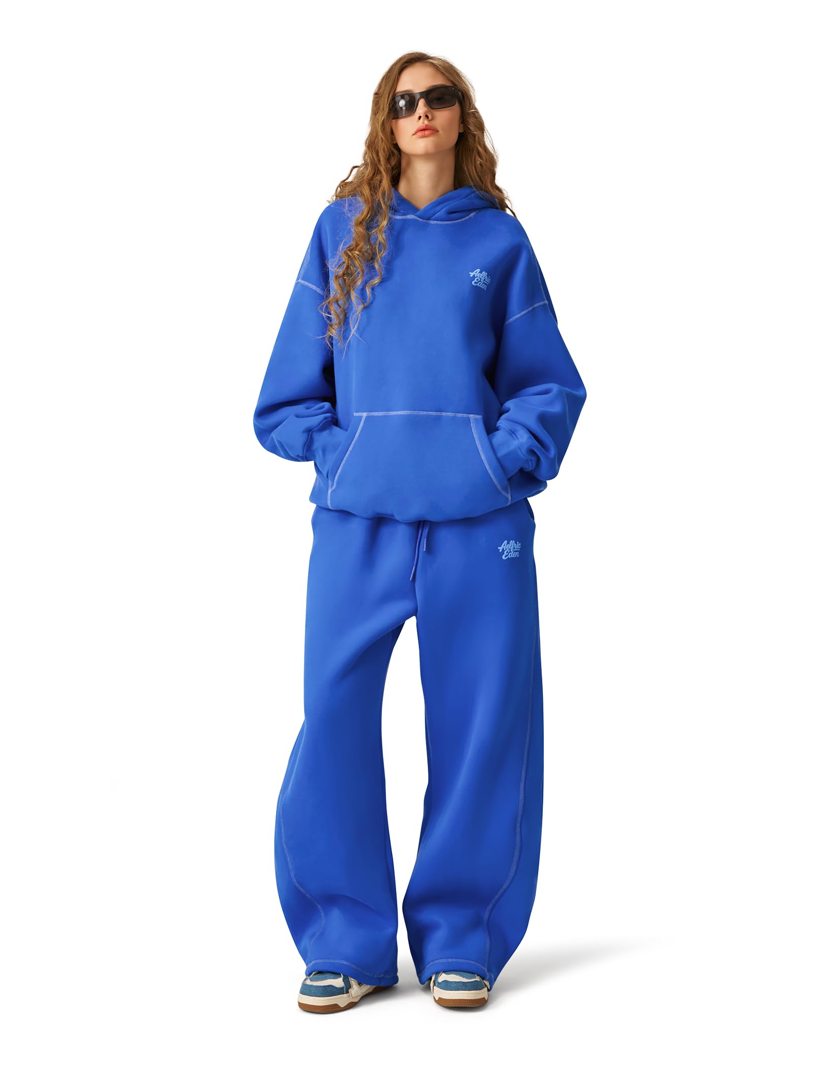 Aelfric Eden Sweatsuits Women 2 Piece Outfit Fall Fleece Tracksuit Matching Oversized Hoodies Baggy Sweatpants Set - Image 4
