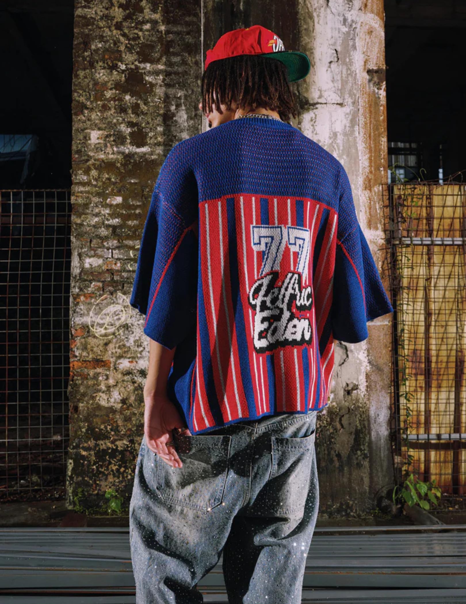 Aelfric Eden T Shirts Number Stripe Unisex Oversized Graphic Knit Tee Color Blocking Streetwear Tops - Image 3