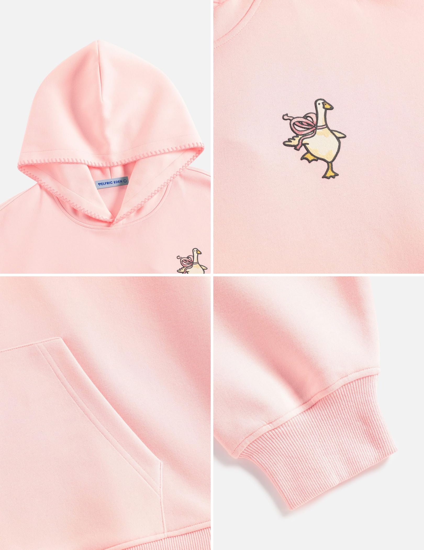 Aelfric Eden Towel Embroidery Bow Duck Pullover Hoodie Loose Cute Graphic Hoodies Y2k Hooded Sweatshirt Unisex - Image 6