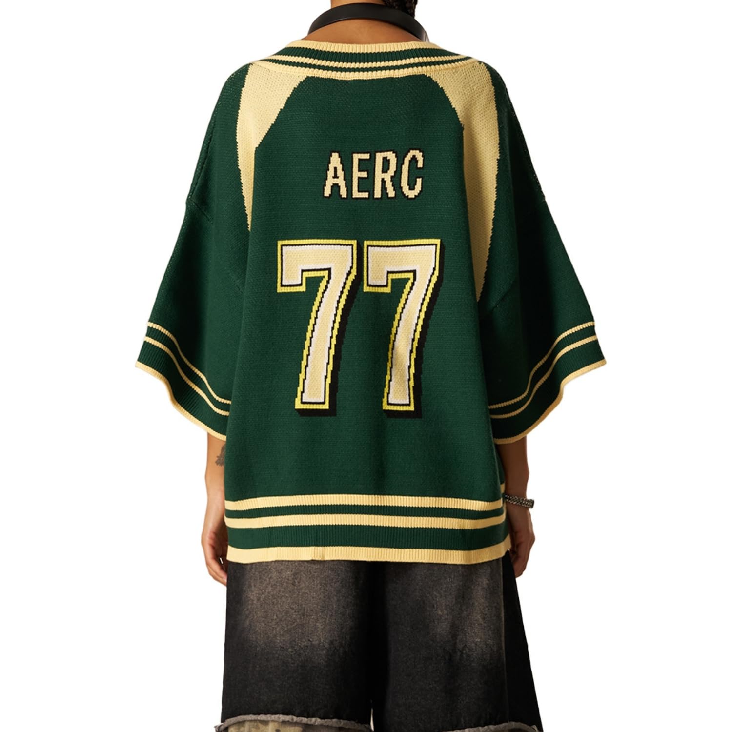 Aelfric Eden Women's Number Graphic Knit Tops Oversized 3/4 Batwing Sleeve V Neck Streetwear Trendy Tops - Image 4