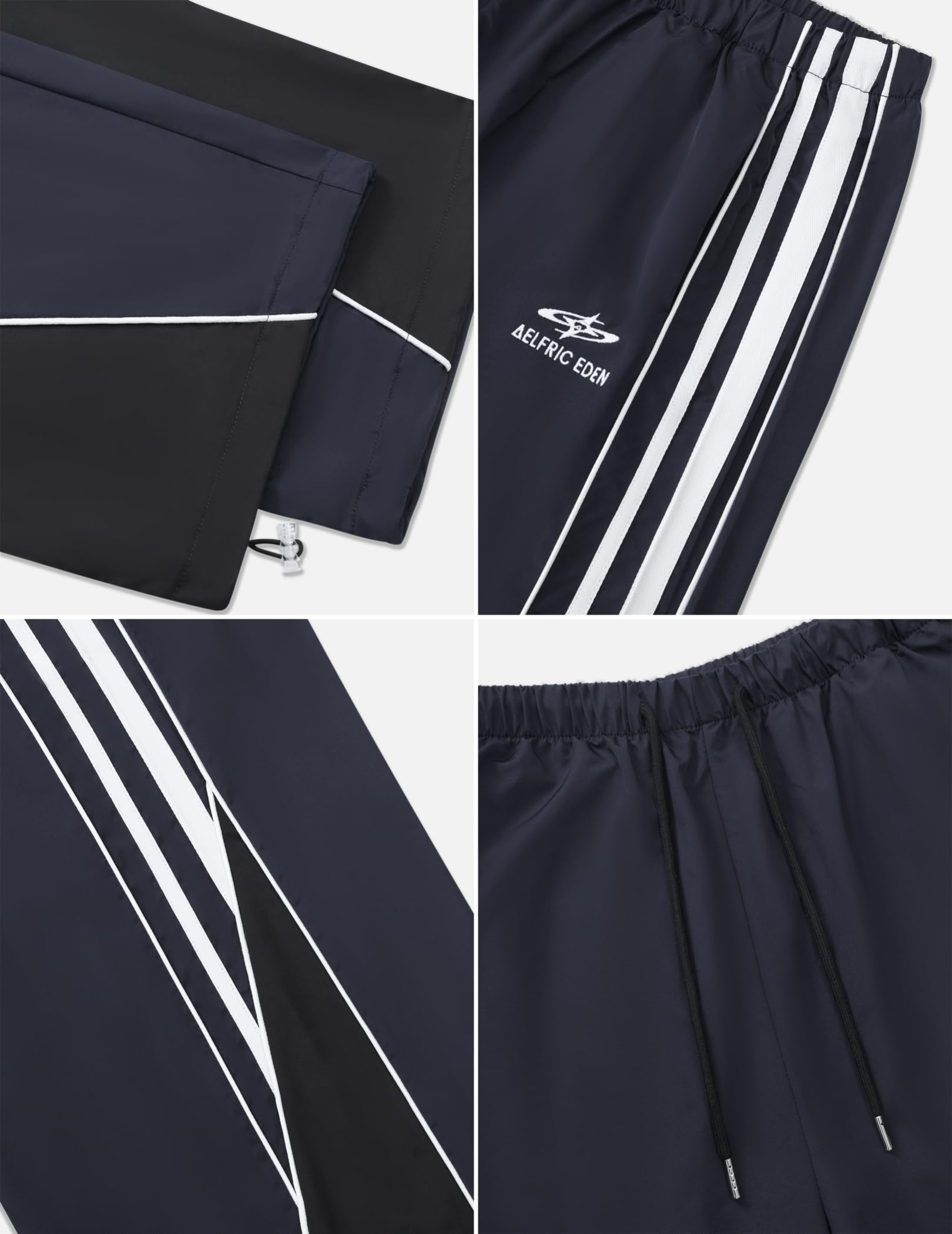 Aelfric Eden Womens Embroidery Patchwork Striped Track Pants Unisex Baggy Sweatpants Wide Leg Drawstring Y2K Pants - Image 5