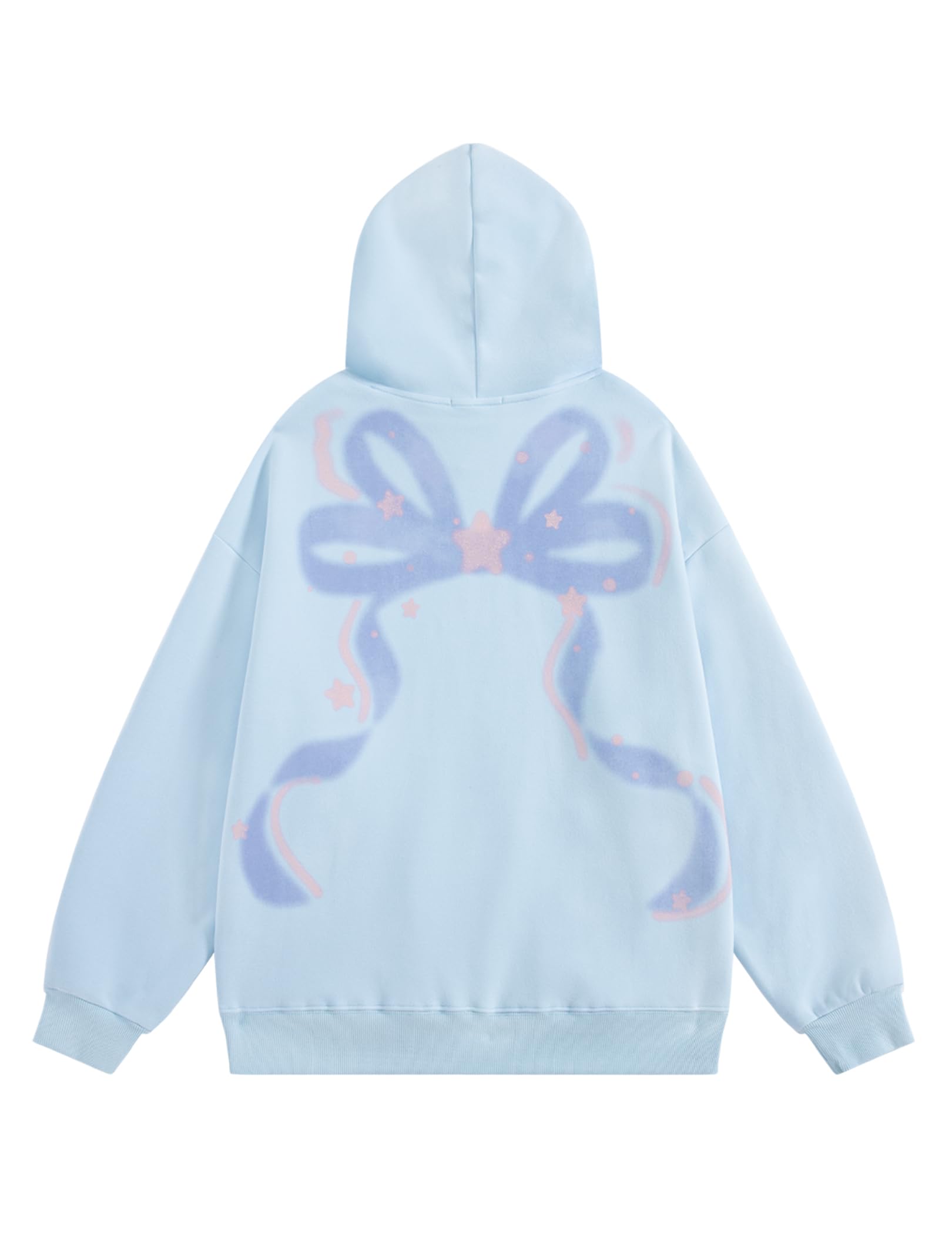 Aelfric Eden Womens Graphic Hoodies Blurring Bow Star Pullover Hoodie Unisex Oversized Y2K Cute Hooded Sweatshirt - Image 4