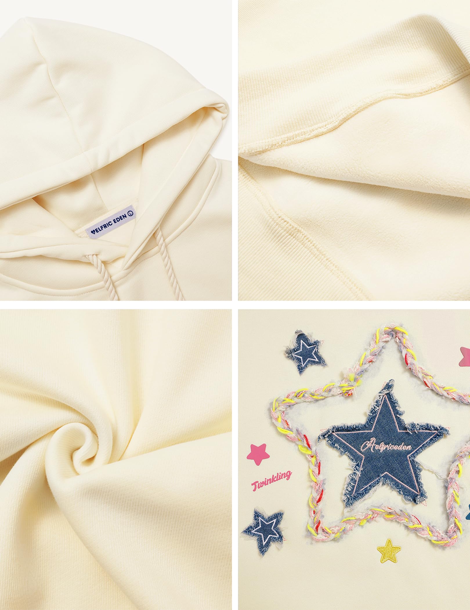 Aelfric Eden Womens Oversized Hoodies Star Graphic Fleece Hooded Streetwear Unisex Sweatshirts Pullover with Pocket - Image 5